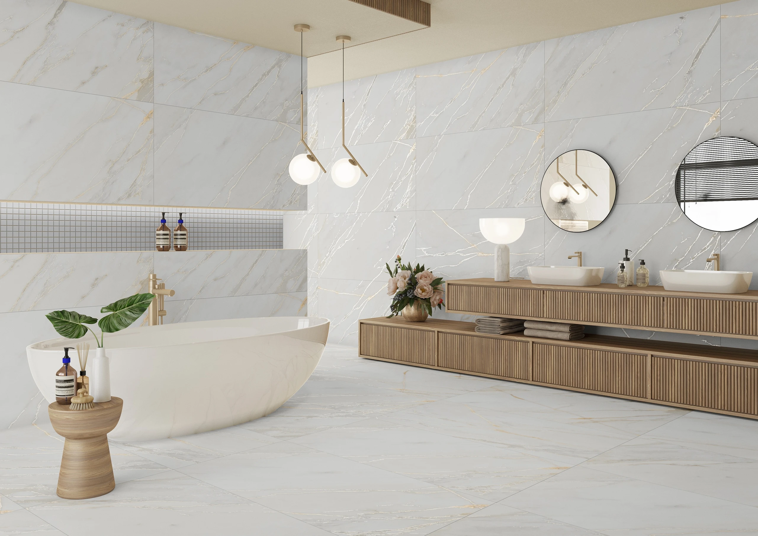 Nex Statuario Gold - Premium Carving finish White Marble ceramic tiles - Sez Industries